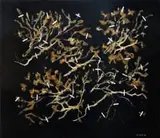 Gerhard Marx, Sightings, 2025, plant material and acrylic ground on board
