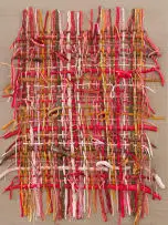 Gabrielle Kruger, Stitched Paint Weave, 2025, woven acrylic paint and cotten thread on Belgian linen