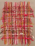 Gabrielle Kruger, Stitched Paint Weave, 2025, woven acrylic paint and cotten thread on Belgian linen