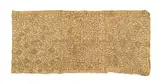 Raffia wrap skirt with geometric patterns and patchwork by Kuba Peoples Unrecorded artist, raffia fibre and natural dye, sold Feb 2026