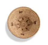 Muve Njunga, Mbukushu coiled basket, Hyphaene petersiana palm for binding material and Eragrosti pallens grass for inner core with 'My Goats' design