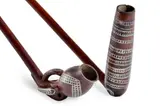 Mid-late 19th century pipes, two by N.Nguni Peoples Unrecorded artist, wood, iron and lead, sold Feb 2026