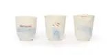 Katherine Glenday, Vessels with swimming figures, three, 2012, painted and partially glazed porcelain with brown inlay and gold lustre