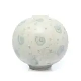 Katherine Glenday, Large round vessel with snail swimmers, 1993, glazed porcelain with oxides and lustre