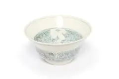 Large flared conical bowl with flower motif by Esias Bosch, porcelain with white glaze and cobalt decoration, sold Feb 2026