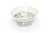 Esias Bosch, Large flared conical bowl with flower motif, porcelain with white glaze and cobalt decoration