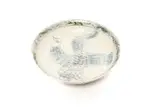Esias Bosch, Bird plate, porcelain with white glaze and oxides