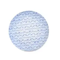 Christina Bryer, Blue and white pattern plate, unglazed coloured porcelain