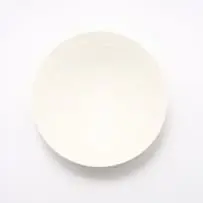 David Walters, Large platter with wave motif on rim, thrown Walford white clay with wax resist band pattern