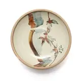 Tim Morris, Large bowl with linear and plant motif, reduction stoneware with oxides