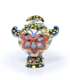 Ardmore Ceramic Studio, Lidded vessel with flowers and lizards, 2004, painted ceramic