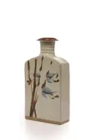 Tim Morris, Rectangular bottle with flower motif, reduction stoneware