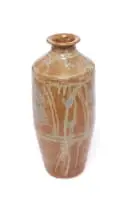 Hyme Rabinowitz, Brown vase with blue decoration, thrown stoneware with double glaze