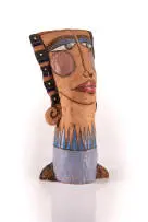 Barbara Jackson, Portrait bust with pink cheeks, 1992, painted and glazed stoneware