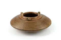 Peter Jaff, Brown vessel with three lugs and ring decoration, glazed stoneware