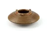 Peter Jaff, Brown vessel with three lugs and ring decoration, glazed stoneware