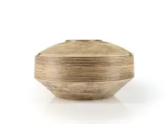 Peter Jaff, Wheat-coloured vessel with three spheres and ring decoration, glazed stoneware