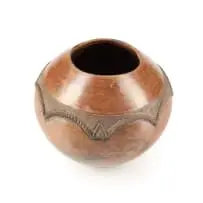Nesta Nala, Ukhamba with rope and applied motifs, pit-fired and burnished earthenware with relief and incised decoration