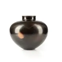 Ian Garrett, Vessel with incised decoration, 2001, hand-built, smoke-fired earthenware with burnished patina