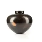 Ian Garrett, Vessel with incised decoration, 2001, hand-built, smoke-fired earthenware with burnished patina