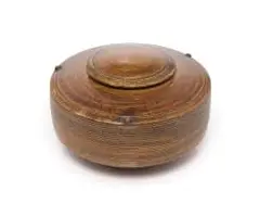Peter Jaff, Brown lidded vessel with incised rings and nodules, glazed stoneware