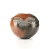 Nonhlanla Nala, Ukhamba with rope and triangular incised motif, pit-fired and burnished earthenware with relief and incised decoration