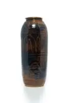 Peter Jaff, Vase with incised wave decoration, 1983, thrown with Tenmoku glaze