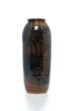 Peter Jaff, Vase with incised wave decoration, 1983, thrown with Tenmoku glaze