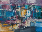 Ephraim Ngatane, Township Scene, 1969, oil on board