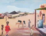 Phaswane David Mogano, King Sekhukhune's Royal Kraal, 1972, mixed media on board