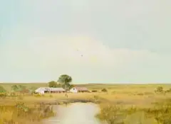 Mel Brigg, Farm Landscape, oil on canvas laid down on board