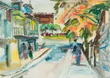 Gerhard Batha, Street Scene, watercolour and gouache on paper