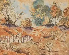 Diamond Bozas, Bushveld Scene, watercolour on paper