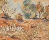 Diamond Bozas, Bushveld Scene, watercolour on paper