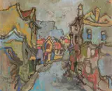 Gregoire Boonzaier, Tafelberg deur die Gangetjie, Ou Kaapstad (Table Mountain through a Passage, Old Cape Town)