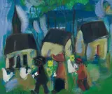 Frans Claerhout, Three Figures, oil on board