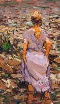 Adriaan Boshoff, Woman Wading into Water, oil on canvas laid down on board