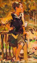 Adriaan Boshoff, Cricket Player, oil on canvas laid down on board