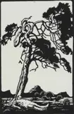 Johan Stegmann, Rooi Vlagboom (Red Flag Tree), 2023, linocut on paper