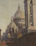 Clément Sénèque, La Basilique du Sacre Coer de Montmarte (sic), 1923, oil on canvas laid down on board