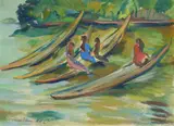 Irma Stern, Canoes on the Congo River