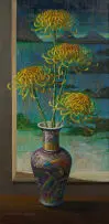 Vladimir Tretchikoff, Chrysanthemums, oil on canvas