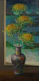 Vladimir Tretchikoff, Chrysanthemums, oil on canvas