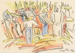 Irma Stern, The Cane Cutters, 1961, watercolour and fibre-tip pen on paper