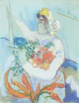 Irma Stern, Cape Flower Seller, 1946, gouache and pastel on paper