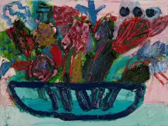 Georgina Gratrix, All that Glitters, 2021, oil and glitter on canvas