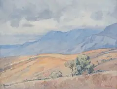 Jacobus Hendrik Pierneef, Landscape with Mountains, oil on canvas