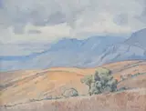 Jacobus Hendrik Pierneef, Landscape with Mountains, oil on canvas