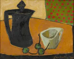 Erik Laubscher, Black Coffee Pot, 1951, oil on canvas