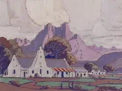 Jacobus Hendrik Pierneef, Twin Peaks, Jonkershoek, casein on board